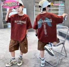 Set áo thun hiphop phối quần kaki túi hộp in chữ dễ thương cho bé trai BTB28766