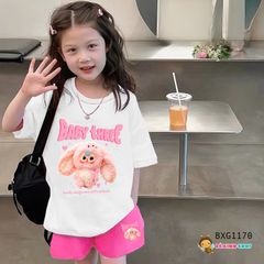 Bộ thun Cotton in Cừu BABY THREE dễ thương cho bé gái BXG1170