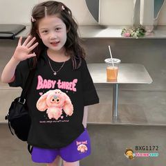 Bộ thun Cotton in Cừu BABY THREE dễ thương cho bé gái BXG1170