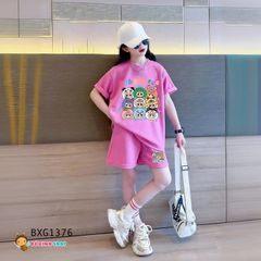 Bộ thun in nhiều mặt BabyThree dễ thương cho bé gái BXG1375