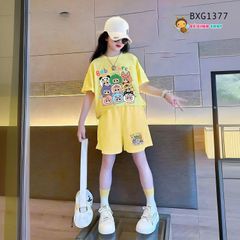 Bộ thun in nhiều mặt BabyThree dễ thương cho bé gái BXG1375