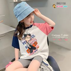 Bộ áo tay phối màu quần Legging Bé gái Trượt Ván BXG1150