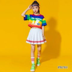 Set cầu vồng phối quần/váy kaki cho bé trai & bé gái BTB27830