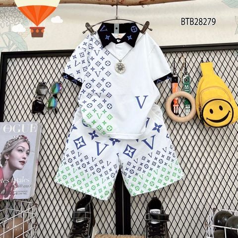 [XẢ KHO] Bộ thun cổ trụ HỌA TIẾT LV HL dễ thương cho bé trai BTB28277