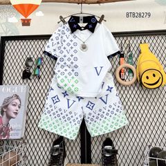 Bộ thun cổ trụ HỌA TIẾT LV HL dễ thương cho bé trai BTB28277