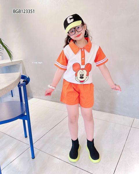 Bộ thun cổ trụ Mickey dễ thương cho bé gái BGB123351