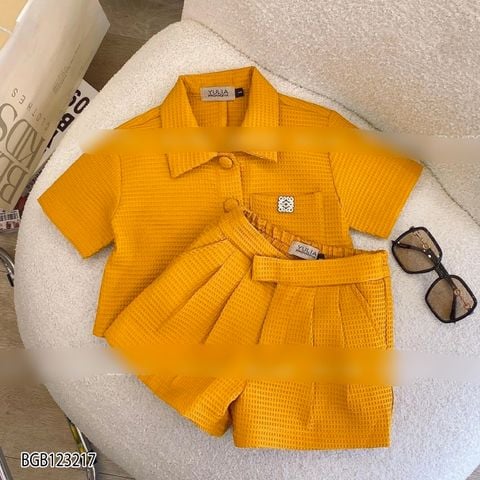 [XẢ KHO] Set cổ trụ nút bọc quần sort dễ thương cho bé gái đi chơi BGB123216