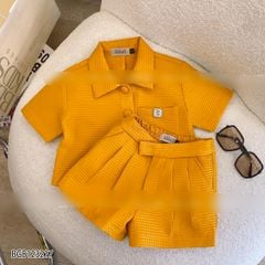 [XẢ KHO] Set cổ trụ nút bọc quần sort dễ thương cho bé gái đi chơi BGB123216