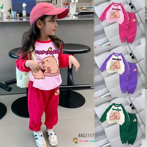 Bộ dài tay raplang CAPYBARA dễ thương cho bé gái Thu Đông BXG1115
