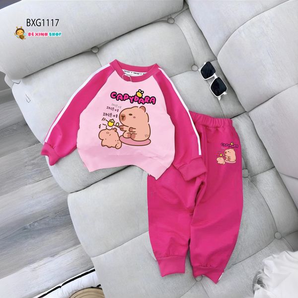 Bộ dài tay raplang CAPYBARA dễ thương cho bé gái Thu Đông BXG1115