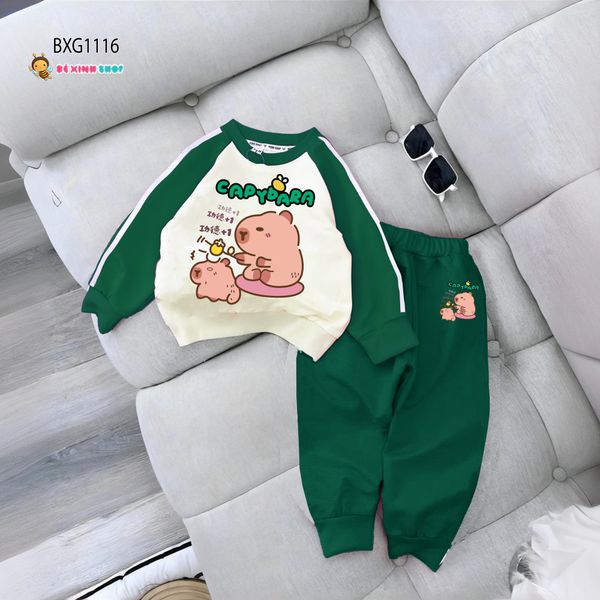 Bộ dài tay raplang CAPYBARA dễ thương cho bé gái Thu Đông BXG1115