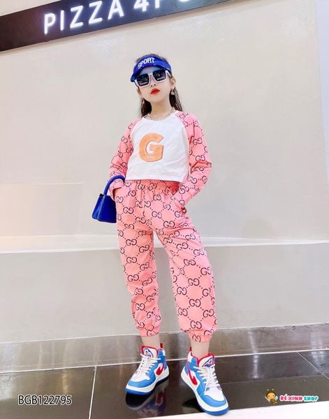 Set dài tay Gucc chữ G dễ thương cho bé gái BGB122795