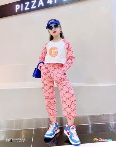 Set dài tay Gucc chữ G dễ thương cho bé gái BGB122795
