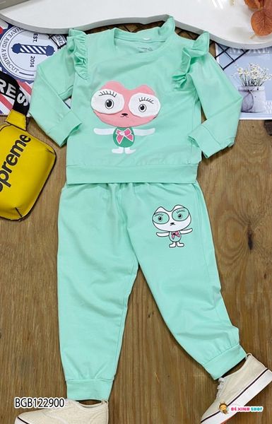 Bộ dài tay thu đông bé gái Mắt to dễ thương cho bé BGB122899