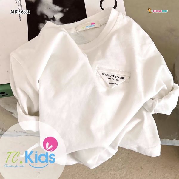 Áo thun dài tay phối túi cách điệu dễ thương cho bé trai ATB196835