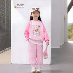 Bộ dài tay thun da cá Labubu dễ thương cho bé gái Thu Đông BXG1237