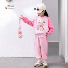 Bộ dài tay thun da cá Labubu dễ thương cho bé gái Thu Đông BXG1237