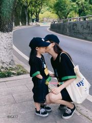 Bộ đồ in vịt gắn chân nổi dễ thương cho Mẹ, bé trai & bé gái BXG616