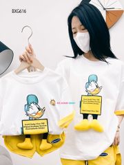 Bộ đồ in vịt gắn chân nổi dễ thương cho Mẹ, bé trai & bé gái BXG616