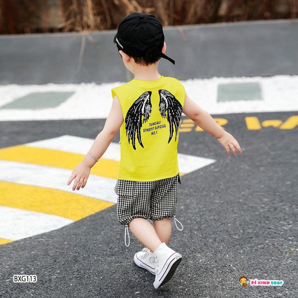[XẢ KHO] Bộ sát nách đôi cánh dễ thương cho bé trai BXG111