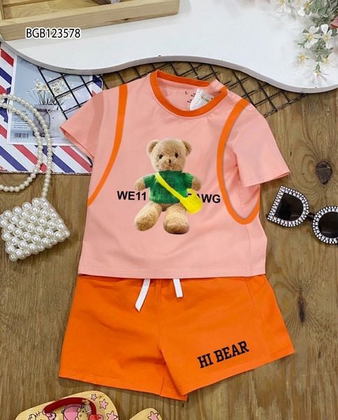 Bộ đùi in gấu viền phối chữ dễ thương cho bé gái BGB123578