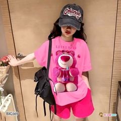 [XẢ KHO] [MẸ & BÉ] Bộ thun in gấu dâu dễ thương cho mẹ & bé gái BXG567