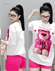 [XẢ KHO] [MẸ & BÉ] Bộ thun in gấu dâu dễ thương cho mẹ & bé gái BXG567