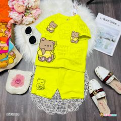 [XẢ KHO] Bộ thun in gấu Happy dễ thương cho bé gái BGB122474