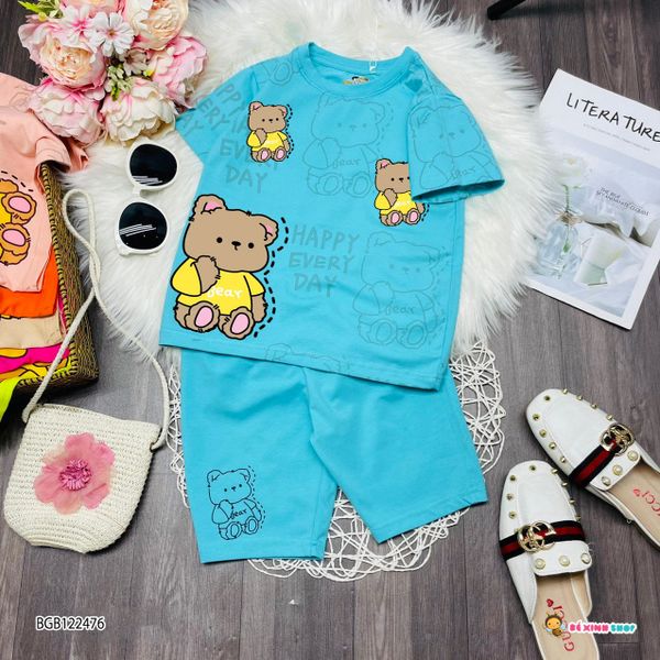 [XẢ KHO] Bộ thun in gấu Happy dễ thương cho bé gái BGB122474