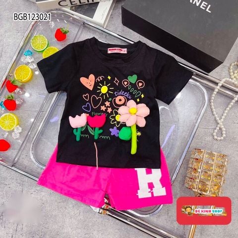 [XẢ KHO] Set Thun Đính Hoa Nổi 3D Dễ Thương Cho Bé Gái BXG421