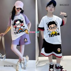 Bộ thun hiphop phối màu in Bé Trai dễ thương cho bé trai đi chơi BXG1653