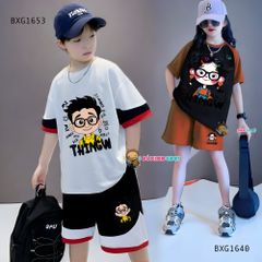 Bộ thun hiphop phối màu in Bé Trai dễ thương cho bé trai đi chơi BXG1653
