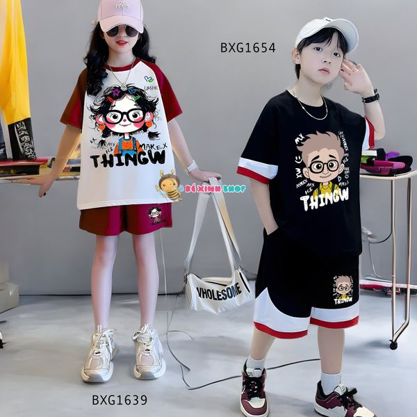 Bộ thun hiphop phối màu in Bé Trai dễ thương cho bé trai đi chơi BXG1653