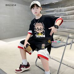 Bộ thun hiphop phối màu in Bé Trai dễ thương cho bé trai đi chơi BXG1653
