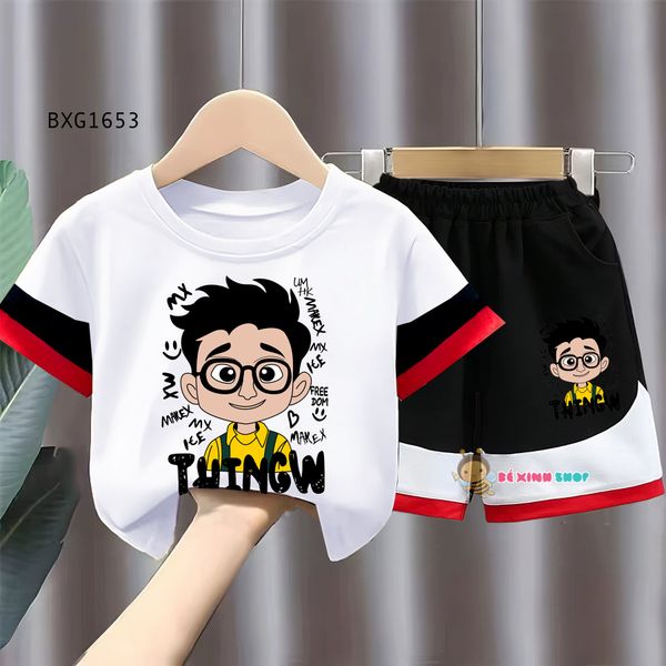 Bộ thun hiphop phối màu in Bé Trai dễ thương cho bé trai đi chơi BXG1653