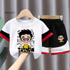 Bộ thun hiphop phối màu in Bé Trai dễ thương cho bé trai đi chơi BXG1653