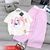 Bộ thun in mèo Kitty quần ống rộng caro dễ thương cho bé gái BXG1438