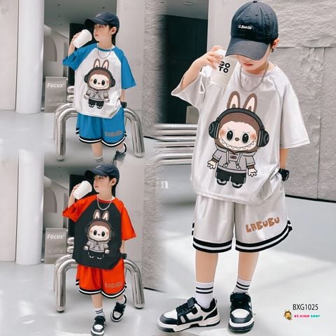 Bộ thun bóng Labubu tay raplang dễ thương cho bé trai BXG1023