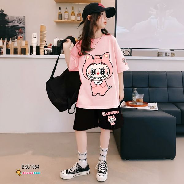 Bộ thun Labubu HEO dễ thương cho Mẹ & Bé Gái BXG1083