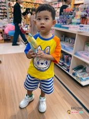 Bộ thun tay rapang Labubu quần sọc dễ thương cho bé trai & bé gái BXG1044