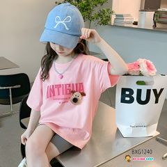 Bộ thun Áo gắn Đầu Cún Nổi quần legging dễ thương cho bé gái đi chơi, đi học BXG1240