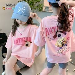 Bộ thun Áo gắn Đầu Cún Nổi quần legging dễ thương cho bé gái đi chơi, đi học BXG1240