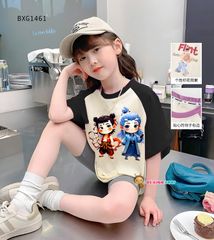 Set áo thun in Natra quần legging tay raplang dễ thương cho bé gái BXG1459