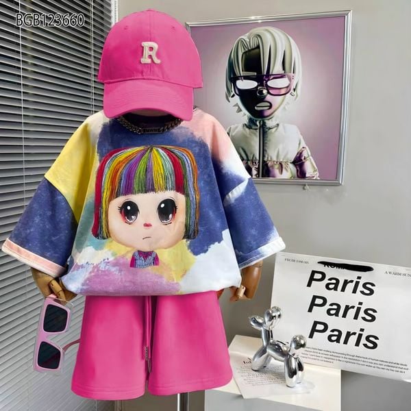 [XẢ KHO] Bộ in loang 3D dễ thương cho bé gái BGB123660