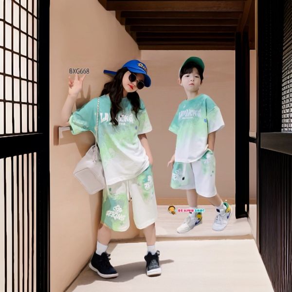 Bộ thun in loang màu LAMLICK dễ thương cho bé trai & bé  gái BXG667