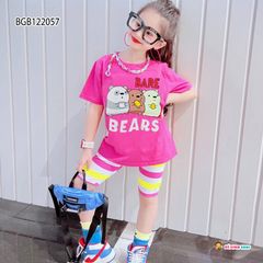 Bộ lửng in 3 gấu dễ thương cho bé gái BXG095