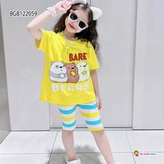 Bộ lửng in 3 gấu dễ thương cho bé gái BXG095