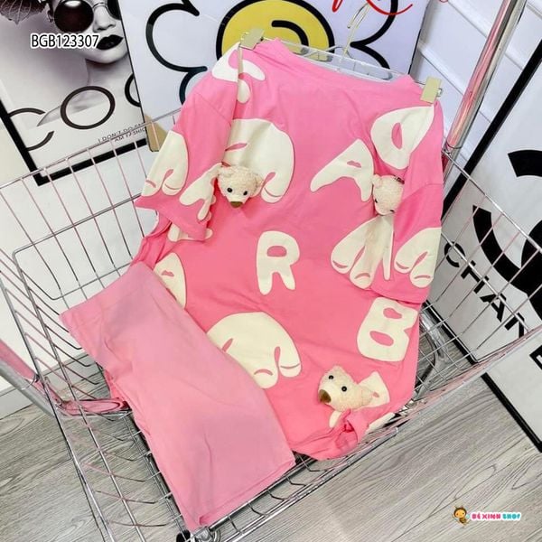 [XẢ KHO] Bộ lửng đính gấu  3D dễ thương cho bé gái BGB123305