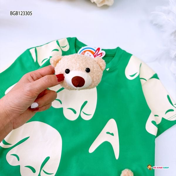 [XẢ KHO] Bộ lửng đính gấu  3D dễ thương cho bé gái BGB123305