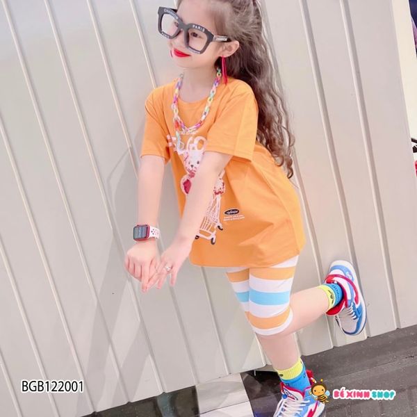 Bộ lửng sọc in gấu XE ĐẨY dễ thương cho bé gái BGB122000